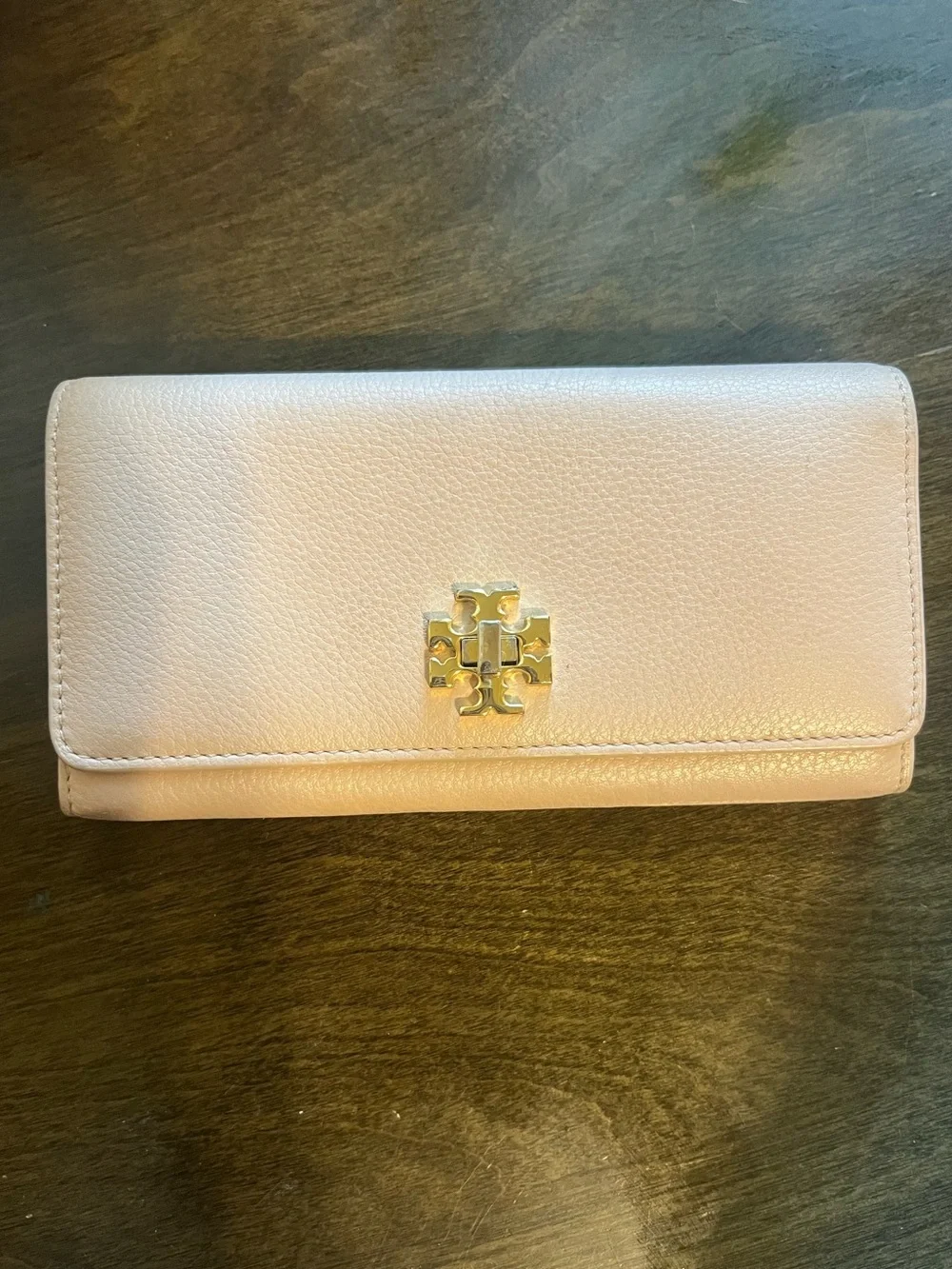Tory Burch Blush Pink Leather Continental Wallet with Gold Logo